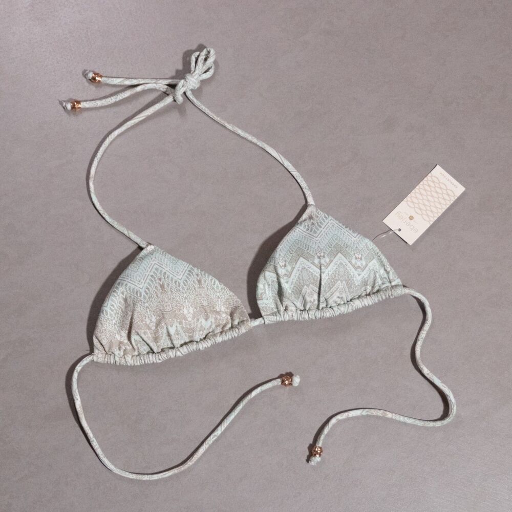 NWT Eberjey Mia Surf Spray Iceberg Bikini Triangle Swim Top Small Boho Revolve